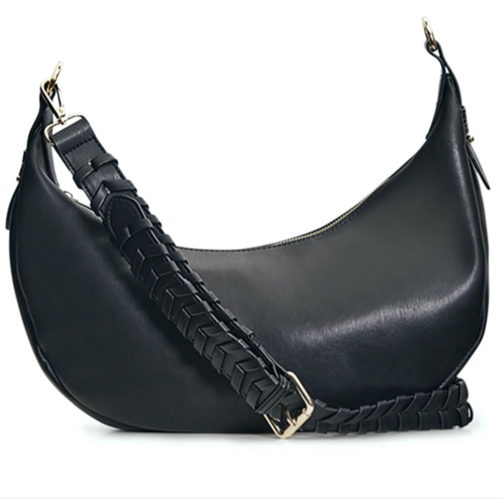 Jules Kae Zola Black Vegan Leather Crescent Shoulder Bag